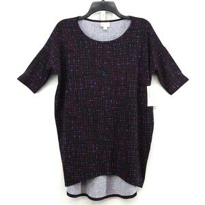 LuLaRoe Shirt Womens Size XXS Black All Over Print Short Sleeve Pullover Top